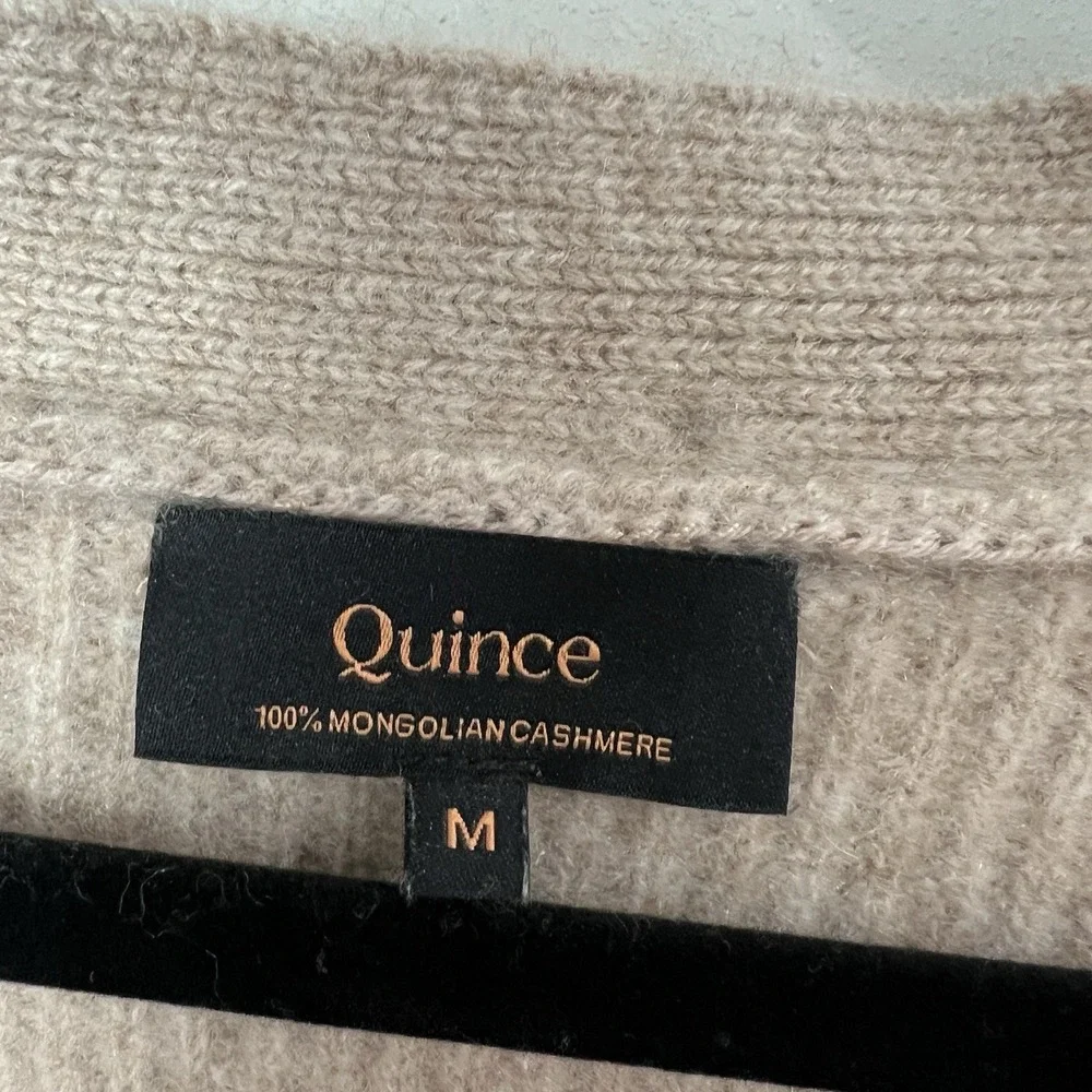 Quince Sweater Women's M Mongolian Cashmere 2.0 Oversized Boyfriend Cardigan Tan